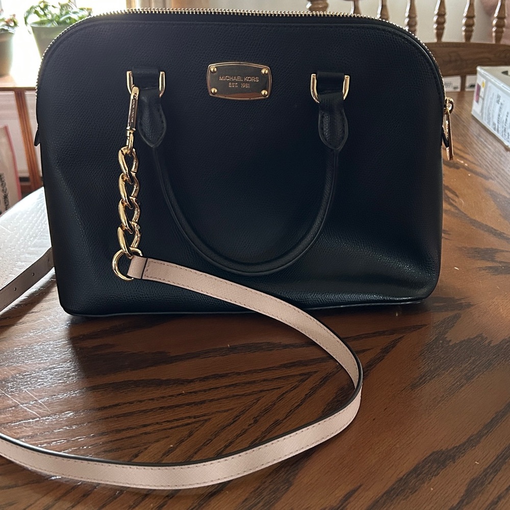 Michael Kors Black Satchel with Gold Accents